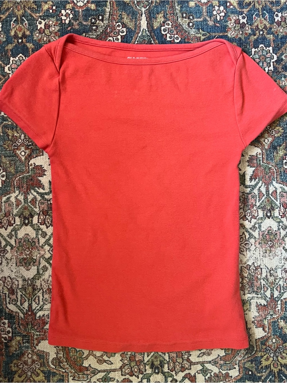 Old Navy Coral Boatneck Short-Sleeve Tee
